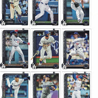 Los Angeles Dodgers 2025 Topps Complete Mint 33 Card Team Set Featuring 2 Different Shohei Ohtani Cards, Freddie Freeman, Mookie Betts and Tyler Glasnow with 7 Rookie Cards including River Ryan and Roki Sasaki Plus