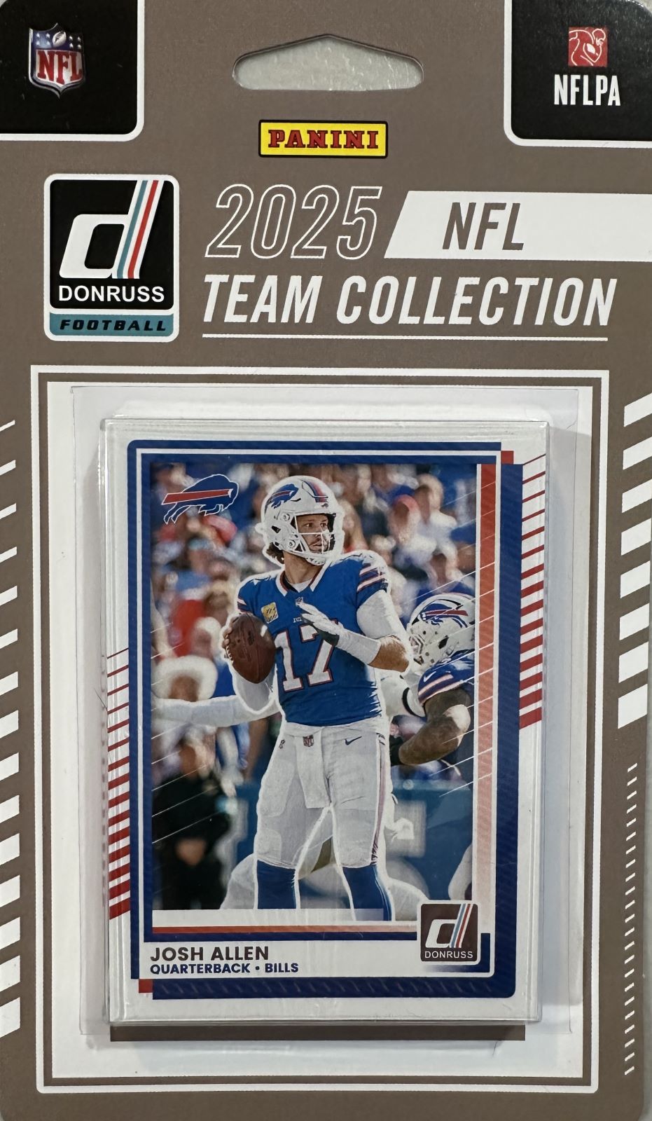 Buffalo Bills 2025 Donruss Factory Sealed 12 Card Team Set Featuring Josh Allen and Jim Kelly with 3 Rated Rookie Cards Plus