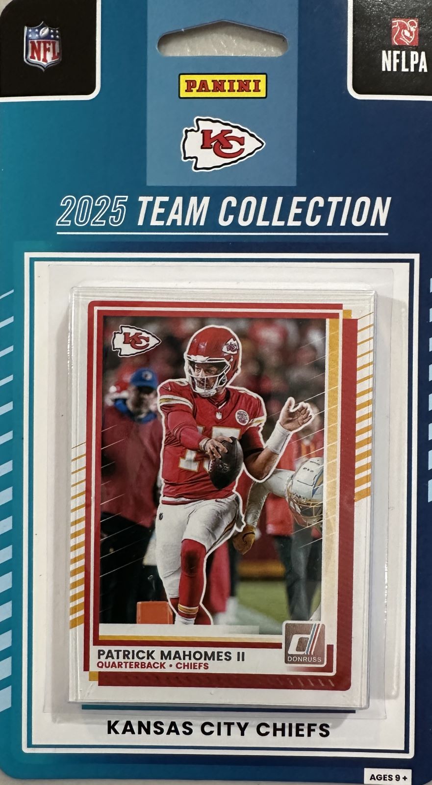 Kansas City Chiefs 2025 Donruss Factory Sealed Team Set Featuring Patrick Mahomes and Travis Kelce with 3 Rated Rookie Cards Plus