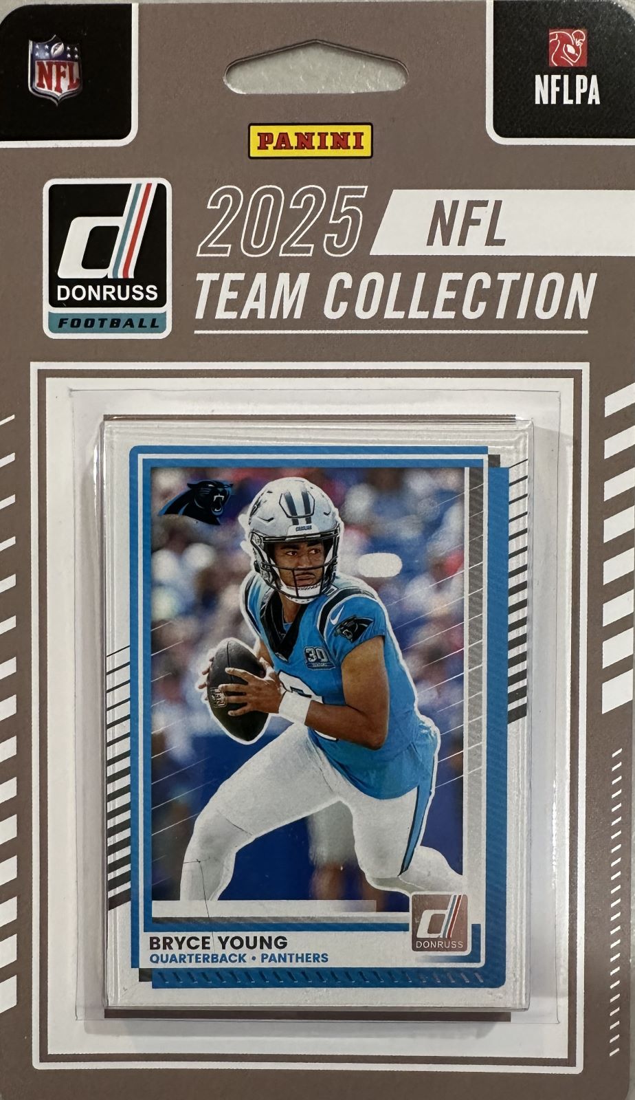 Carolina Panthers 2025 Donruss Factory Sealed Team Set Featuring Bryce Young and Luke Kuechly with 3 Rated Rookie Cards Plus