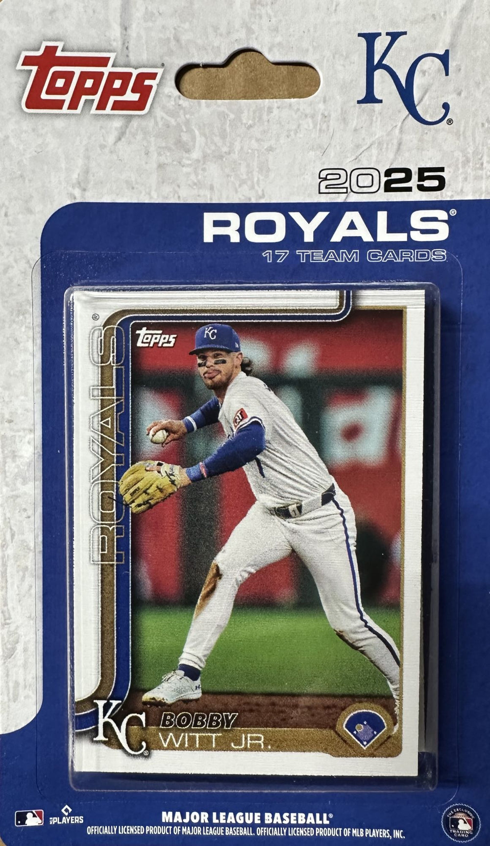Kansas City Royals 2025 Topps Factory Sealed 17 Card Team Set Featuring Bobby Witt Jr and Salvador Perez with a Rookie Card of Tyler Gentry Plus