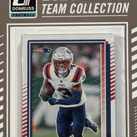 New England Patriots 2025 Donruss Factory Sealed Team Set Featuring Drake Maye and Stefon Diggs with Rated Rookie Cards of Kyle Williams, TreVeyon Henderson and Will Campbell Plus