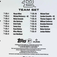 St Louis Cardinals 2025 Topps Factory Sealed 17 Card Team Set Featuring Masyn Winn, Nolan Arenado and Lars Nootbaar with Michael McGreevy, Gordon Graceffo and Thomas Saggese Rookie Cards Plus