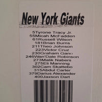 New York Giants 2025 Donruss Factory Sealed Team Set Featuring Rated Rookie Cards of Jaxson Dart, Cam Skattebo and Abdul Carter Plus