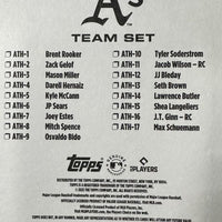 Oakland Athletics 2025 Topps Factory Sealed 17 Card Team Set Featuring Brent Rooker, Zack Gelof and Shea Langeliers with Rookie Cards of Jacob Wilson and J.T. Ginn Plus