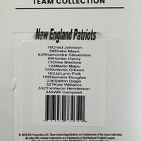 New England Patriots 2025 Donruss Factory Sealed Team Set Featuring Drake Maye and Stefon Diggs with Rated Rookie Cards of Kyle Williams, TreVeyon Henderson and Will Campbell Plus