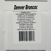 Denver Broncos 2025 Donruss Factory Sealed 11 Card Team Set Featuring Bo Nix 2nd Year Card, John Elway and 3 Rated Rookie Cards Plus