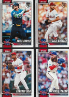 Philadelphia Phillies 2026 Topps Complete Mint 22 Card Team Set featuring Bryce Harper and Kyle Schwarber with Rookie Cards of Otto Kemp, Alan Rangel and Nolan Hoffman Plus
