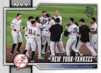 New York Yankees 2026 Topps Complete Mint 26 Card Team Set Featuring Aaron Judge and a Rookie Card of Cam Schlittler
