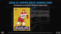 2026 2027 Upper Deck Series One Hockey Unopened Blaster Box of Packs with a Young Guns Rookie Card and Green Dazzler Card Plus
