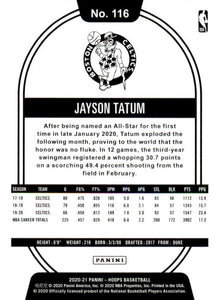 Jayson Tatum 2020 2021 HOOPS Basketball Series Mint 4th Year Card #116