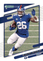 Saquon Barkley 2021 Donruss Mint 4th Year Card #79 Picturing this Former New York Giants and Current Philadelphia Eagles Star in his Blue Jersey
