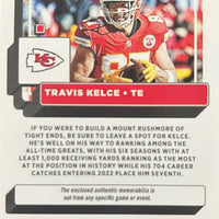 Travis Kelce 2022 Panini Donruss Threads Series Mint Insert Card #TH-37 Featuring an Authentic White Jersey Swatch
