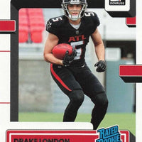 Atlanta Falcons 2022 Donruss Factory Sealed Team Set with a Rated Rookie Card of Drake London, Tyler Allgeier and Desmond Ridder Plus Others