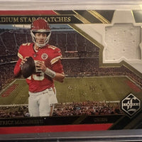 Patrick Mahomes 2022 Panini LIMITED Stadium Star Swatches Series Mint Insert Card #SSS-PM Featuring an Authentic White Jersey Swatch #64/99 Made
