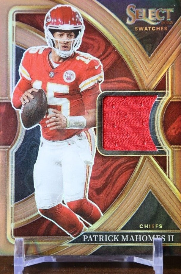 Patrick Mahomes 2022 Panini Select Swatches Prizm Series Card #SS-2 Featuring an Authentic Red Jersey Swatch #29 of 49 Made