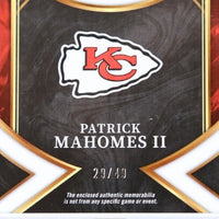 Patrick Mahomes 2022 Panini Select Swatches Prizm Series Card #SS-2 Featuring an Authentic Red Jersey Swatch #29 of 49 Made