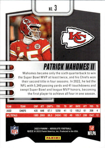 Patrick Mahomes II 2023 Panini Absolute Series Mint Card #3