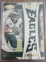 Jalen Hurts 2023 Panini Certified Piece of The Game Series Mint Insert Card #POG-48 Featuring an Authentic LARGE Green Jersey Swatch #124/199 Made
