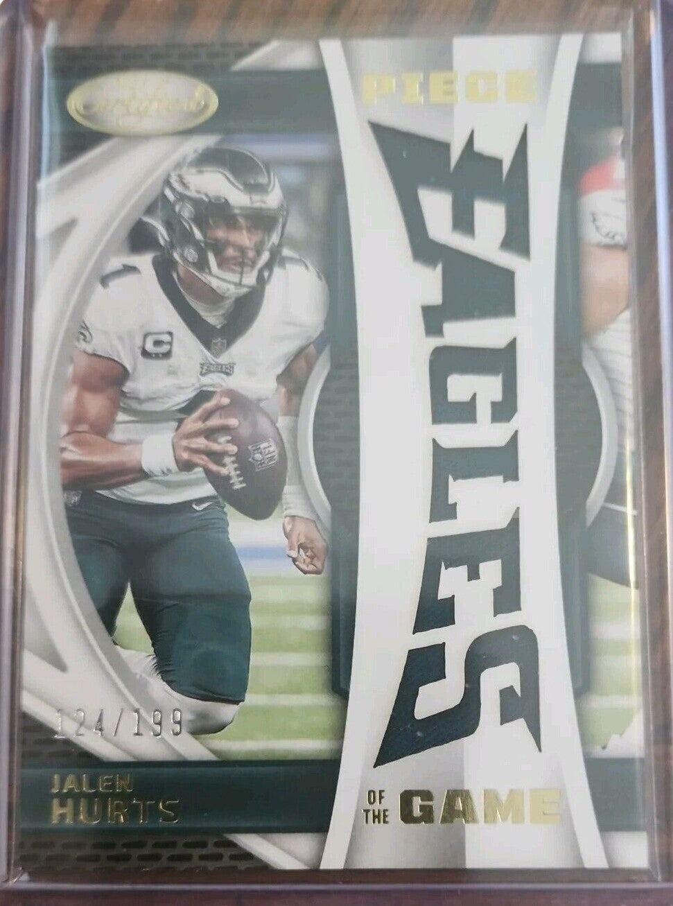 Jalen Hurts 2023 Panini Certified Piece of The Game Series Mint Insert Card #POG-48 Featuring an Authentic LARGE Green Jersey Swatch #124/199 Made