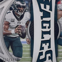 Jalen Hurts 2023 Panini Certified Piece of The Game Series Mint Insert Card #POG-48 Featuring an Authentic LARGE Green Jersey Swatch #133/199 Made