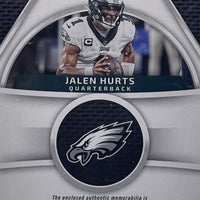 Jalen Hurts 2023 Panini Certified Piece of The Game Series Mint Insert Card #POG-48 Featuring an Authentic LARGE Green Jersey Swatch #124/199 Made