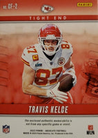 Travis Kelce 2023 Panini Absolute Championship Fabric Series Mint Insert Card #CF-2 Featuring an Authentic Red Memorabilia Swatch
