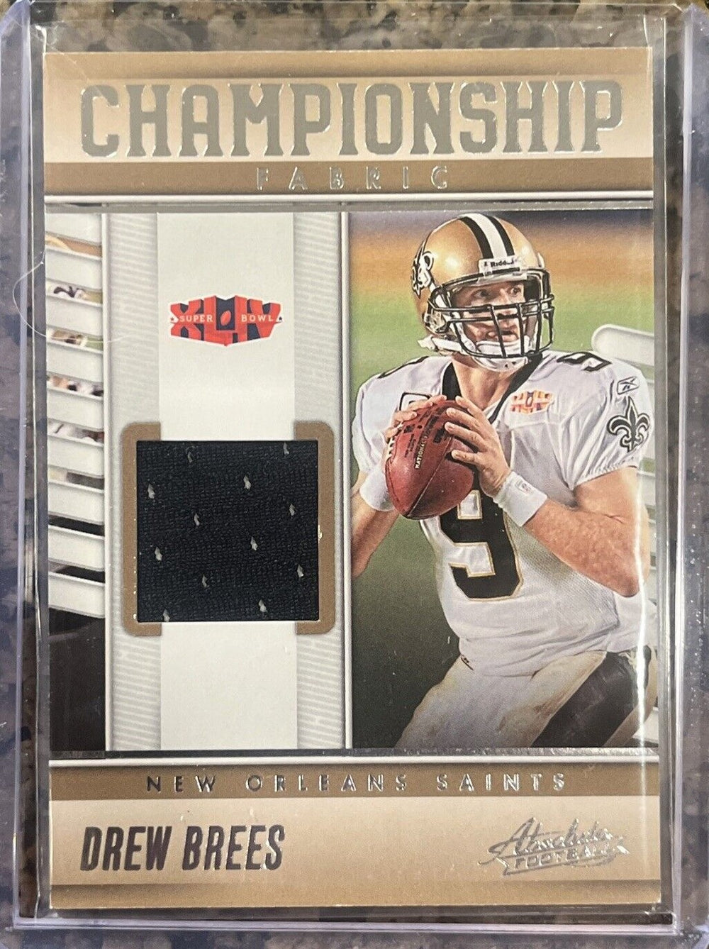 Drew Brees 2023 Panini Absolute Championship Fabric Series Mint Insert Card #CF-3 Featuring an Authentic Black Memorabilia Swatch