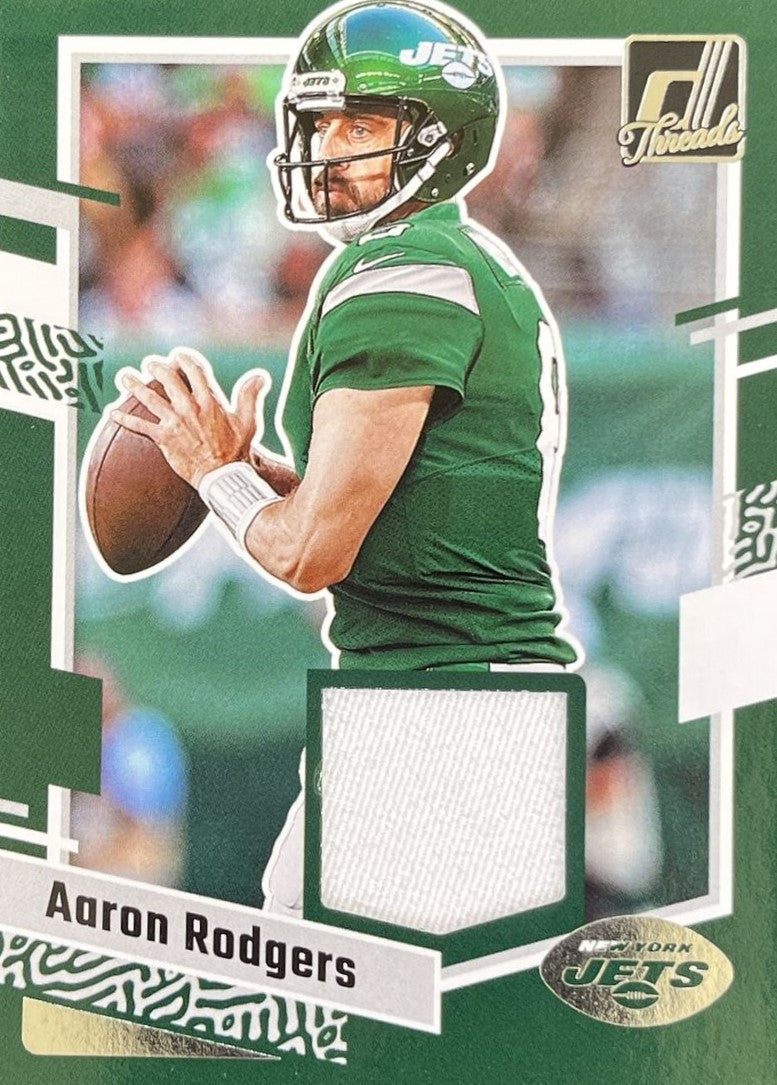 Aaron Rodgers 2023 Panini Donruss Threads Series Mint Insert Card #DTH-AROD Featuring an Authentic WHITE Jersey Swatch