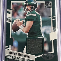 Aaron Rodgers 2023 Panini Donruss Threads Series Mint Insert Card #DTH-AROD Featuring an Authentic Green Jersey Swatch