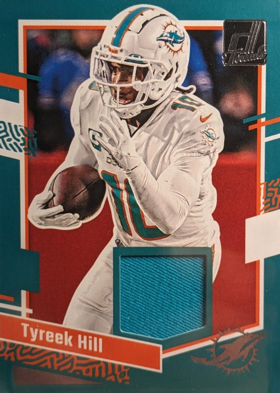 Tyreek Hill 2023 Panini Donruss Threads Series Mint Insert Card #DTH-TH Featuring an Authentic Green Jersey Swatch