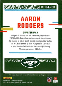 Aaron Rodgers 2023 Panini Donruss Threads Series Mint Insert Card #DTH-AROD Featuring an Authentic Green Jersey Swatch