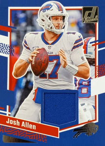 Josh Allen 2023 Panini Donruss Threads Series Mint Insert Card #DTH-JA Featuring an Authentic Blue Jersey Swatch