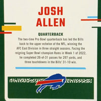 Josh Allen 2023 Panini Donruss Threads Series Mint Insert Card #DTH-JA Featuring an Authentic Blue Jersey Swatch