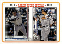 Aaron Judge 2023 Topps Heritage Special Card #3 Highlighting his 2019 and and 2020 Topps Regular Issue Cards
