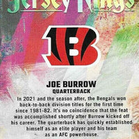 Joe Burrow 2023 Panini Donruss Jersey Kings Jersey Series Mint Insert Card #JK-10 Featuring an Authentic Black Jersey Swatch #324/399 Made