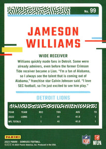 Jameson Williams 2023 Donruss Football Series Mint 2nd Year Card #99