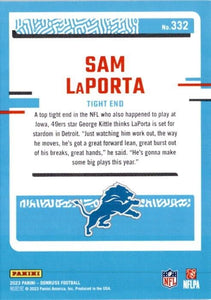 Sam LaPorta 2023 Donruss Football Series Mint RATED ROOKIE Card #332