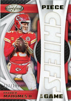 Patrick Mahomes 2023 Panini Certified Piece of The Game Series Mint Insert Card #POG-29 Featuring an Authentic LARGE White Jersey Swatch #112/199 Made
