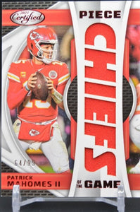 Patrick Mahomes 2023 Panini Certified Piece of The Game Series Mint Insert Card #POG-29 Featuring an Authentic LARGE Red Jersey Swatch #64/99 Made