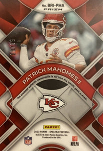 Patrick Mahomes 2023 Panini Spectra Brilliance Series Mint Insert BRI-PMA Featuring an Authentic Red Jersey Swatch # 59 of only 60 Made