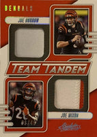 Joe Burrow Joe Mixon 2023 Panini Absolute Team Tandem Jersey Series Mint Insert Card #TT-CB Featuring 2 Authentic Jersey Swatches #8 of only 49 Made
