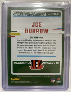 Joe Burrow 2023 Panini Donruss Threads Series Mint Insert Card #DTH-JB Featuring an Authentic Black Jersey Swatch