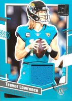 Trevor Lawrence 2023 Panini Donruss Threads Series Mint Insert Card #DTH-TL Featuring an Authentic Green Jersey Swatch
