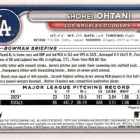 Shohei Ohtani 2024 Bowman Baseball Series Mint Card #33 made by Topps picturing him in his new White Los Angeles Dodgers Jersey