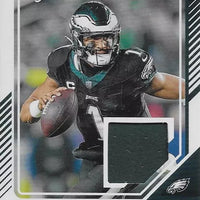 Jalen Hurts 2024 Panini Donruss Threads Series Mint Insert Card #DTH-JHU Featuring an Authentic Green Jersey Swatch