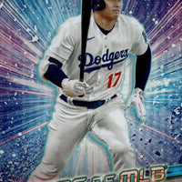 Shohei Ohtani 2024 Topps Stars of MLB Baseball Series Mint Insert Card #SMLB-55 picturing him in his new White Los Angeles Dodgers Jersey