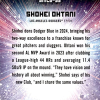 Shohei Ohtani 2024 Topps Stars of MLB Baseball Series Mint Insert Card #SMLB-55 picturing him in his new White Los Angeles Dodgers Jersey