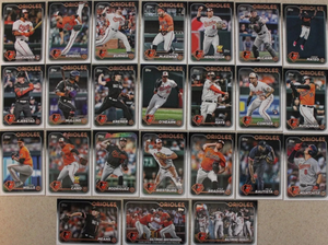 Baltimore Orioles 2024 Topps Complete Mint Hand Collated 24 Card Team Set Featuring Adley Rutschman and Gunnar Henderson with Rookie Cards of Colton Cowser, Jordan Westburg, Heston Kjerstad Plus