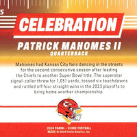 Patrick Mahomes 2024 Panini Score Celebration Series Mint Card #C-PMS